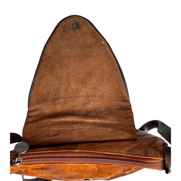 Vtg 70s LANDY WESTERN LEATHER Shoulder Crossbody Bag Brown Adjustable Long Strap - Picture 6 of 8